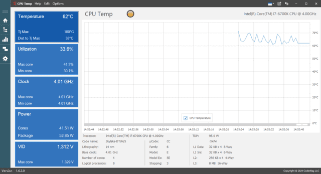 CPU Temp(实时监测CPU温度软件) v1.7.1.0 便携版
