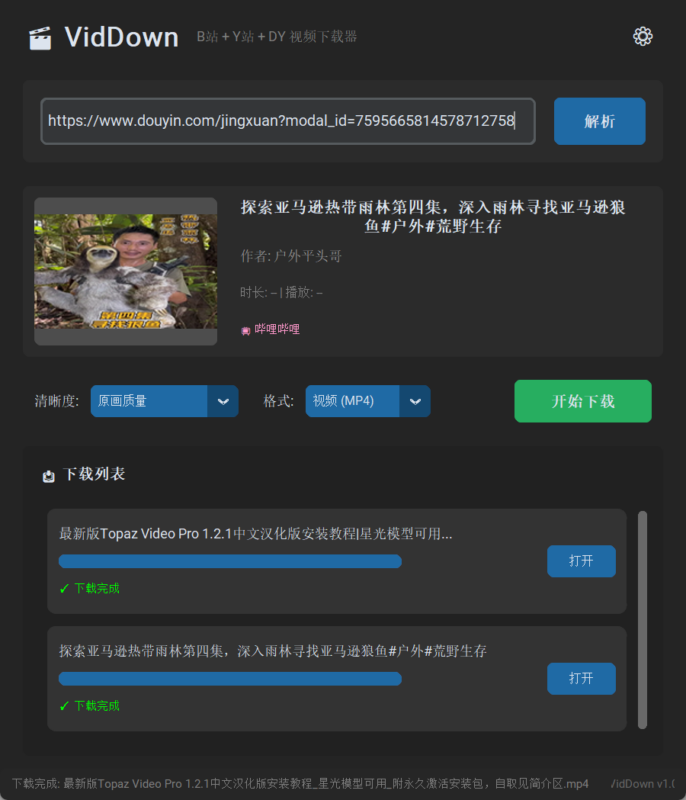 VidDown 万能下载器｜Win10/11 高清无水印，B站/抖音/油管一键批量保存-87软件库｜绿色软件+破解游戏下载站